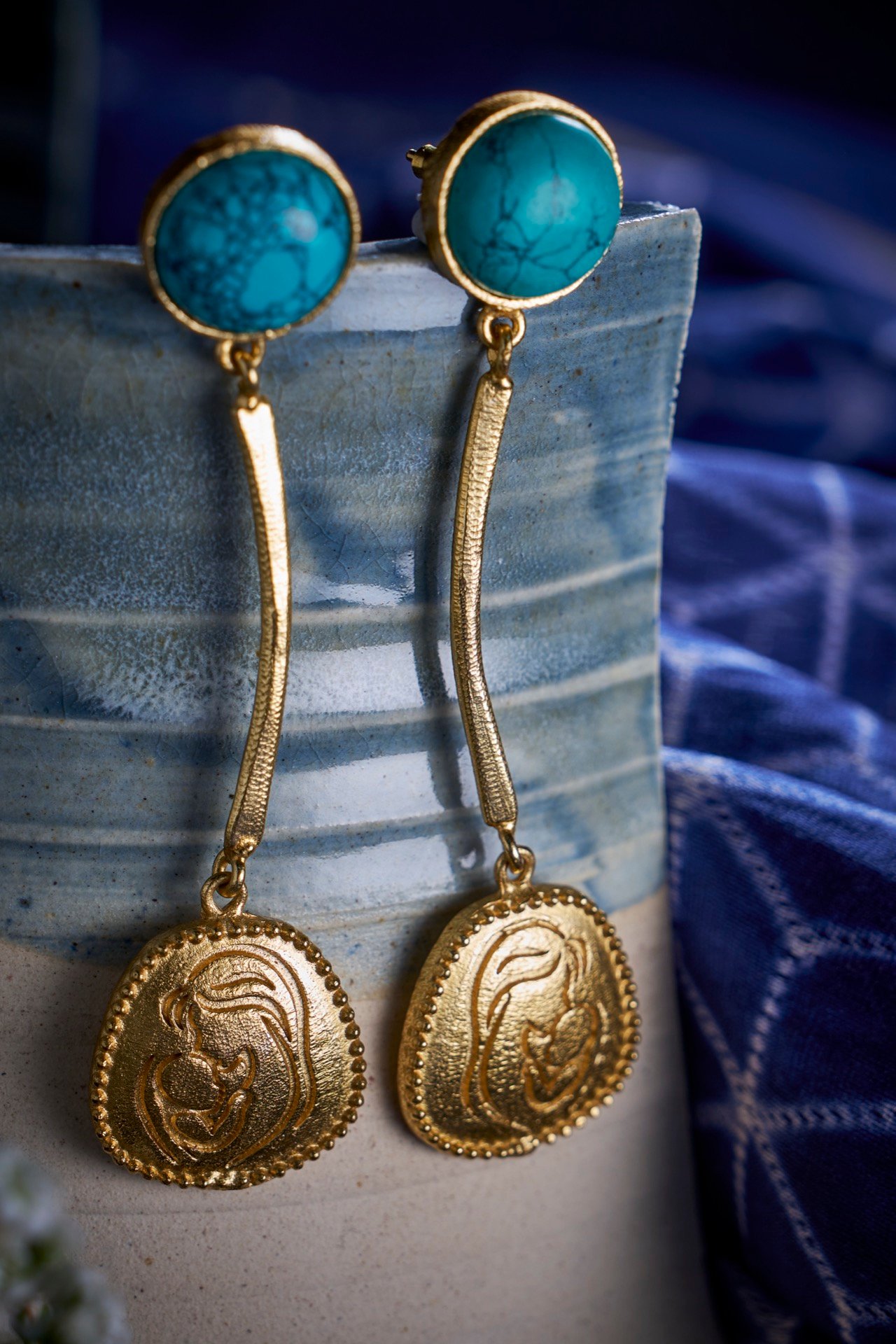 Earrings engraved mother son