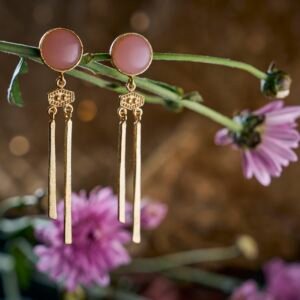 Earrings peach stone two sticks