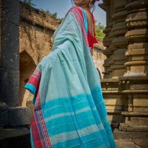 Saree Blue Red Aane Hejje Saree