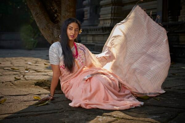 Saree Linen Aboli Work 1 Metre 6.3