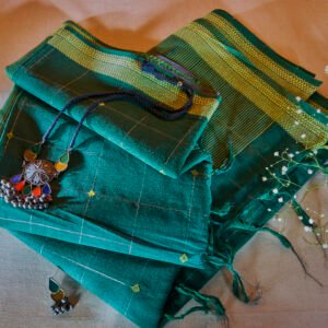Cotton Handloom Green Ponduru Saree