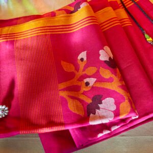 Crimson Red Handloom Cotton Jamdani
