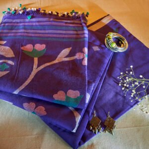 Midnight Violet Handloom Cotton Jamdani