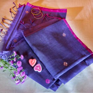 Pure Cotton Navy Blue Ponduru sarees