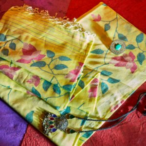 Spring Yellow Cotton Handloom Jamdani