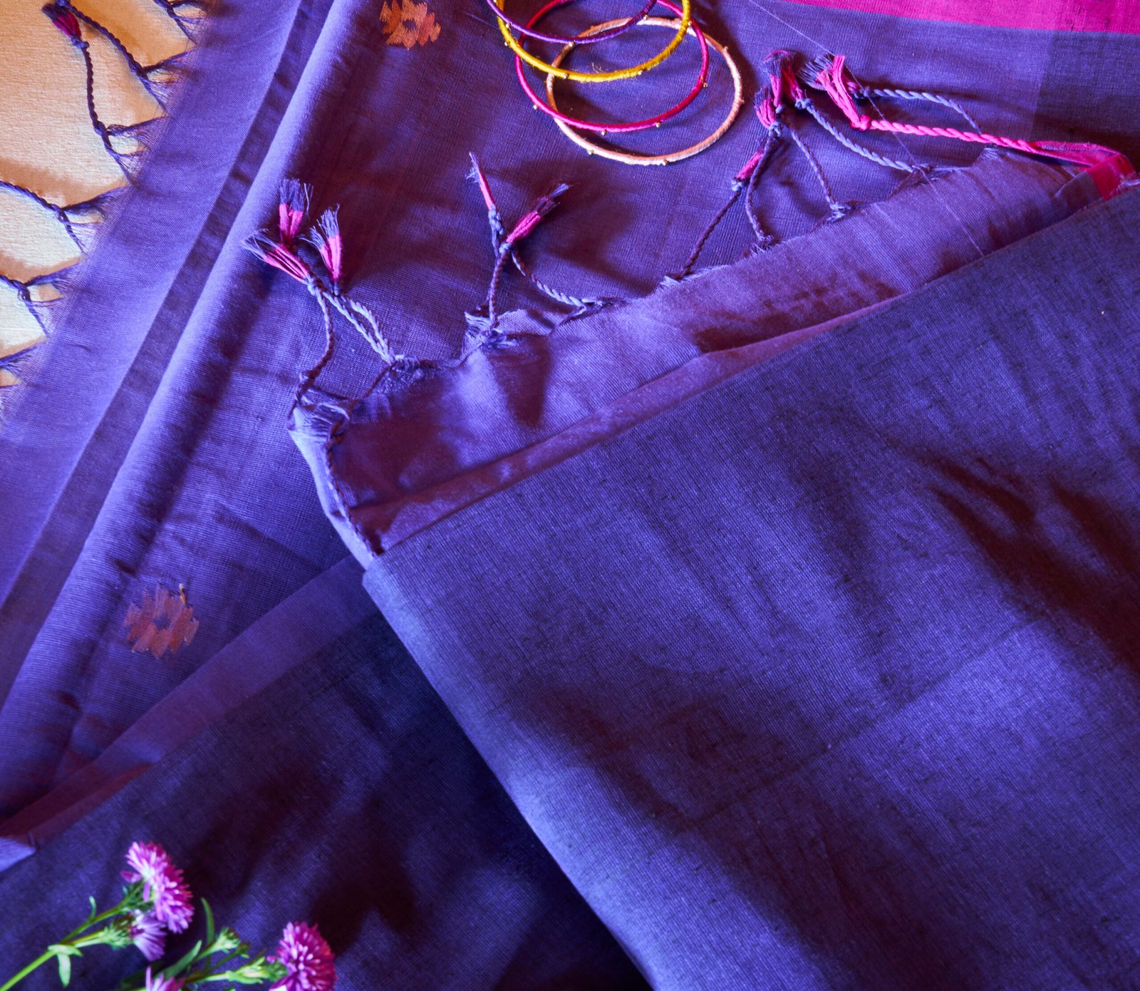 Pure Cotton Navy Blue Ponduru sarees - Image 2