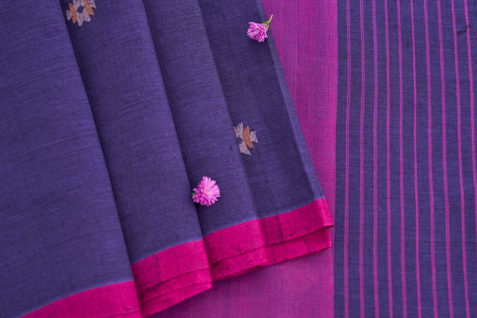 Pure Cotton Navy Blue Ponduru sarees - Image 3