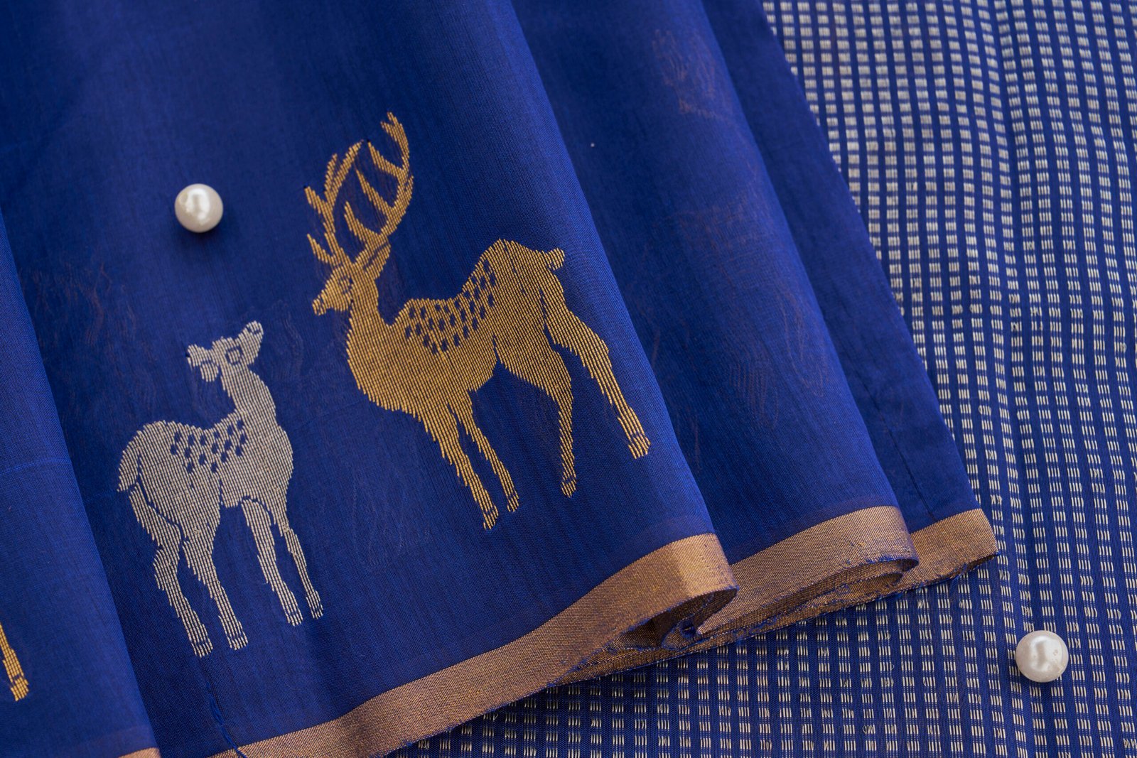 Handloom Pure Chanderi Deer Motif - Image 9