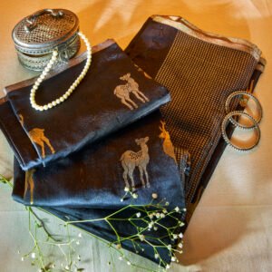 Black Handloom Pure Chanderi