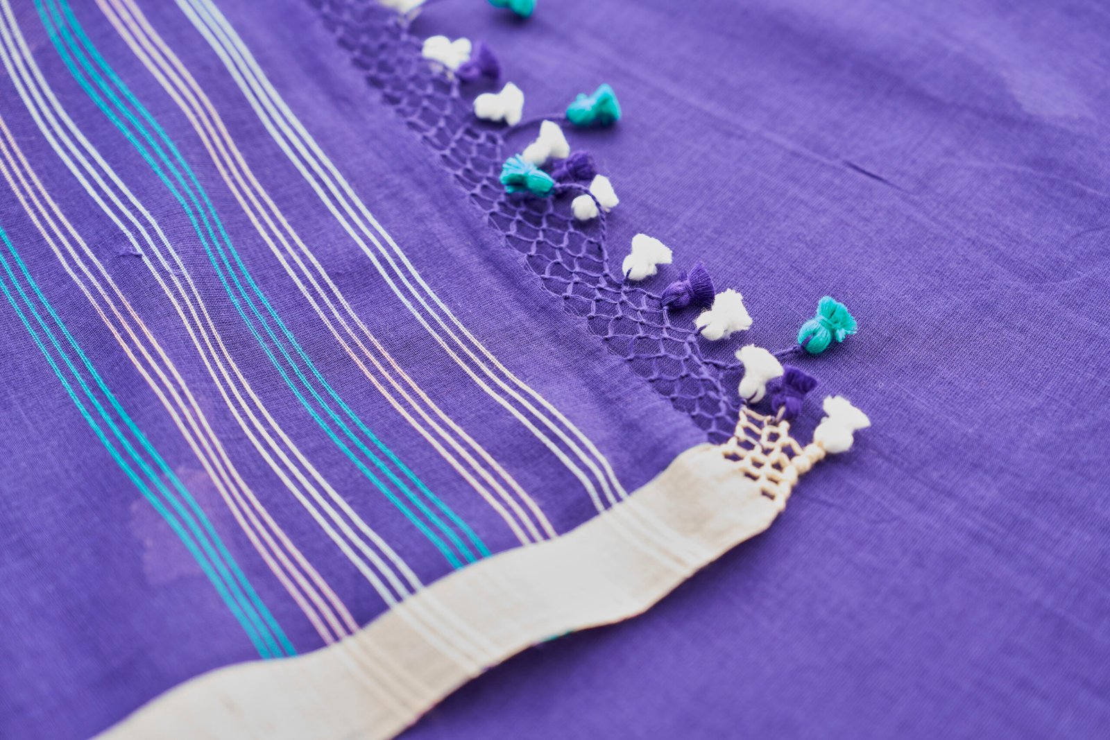 Midnight Violet Handloom Cotton Jamdani - Image 4