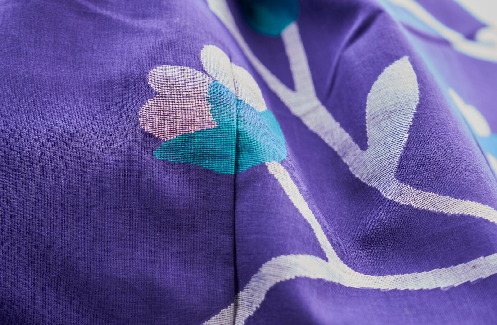 Midnight Violet Handloom Cotton Jamdani - Image 5