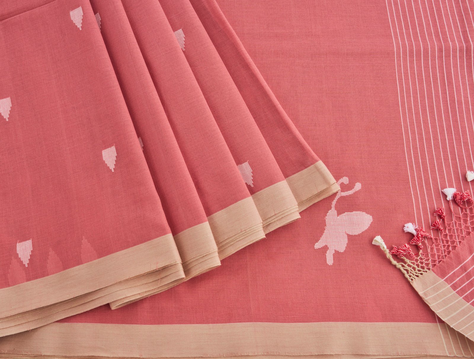 Blush Rose Handloom Cotton Jamdani - Image 5