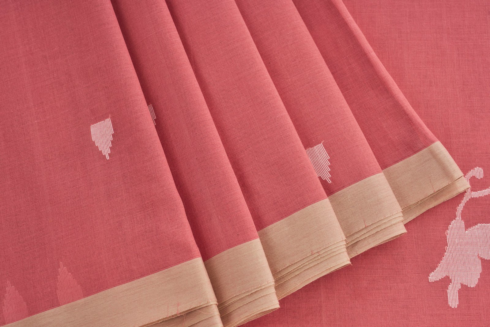 Blush Rose Handloom Cotton Jamdani - Image 2