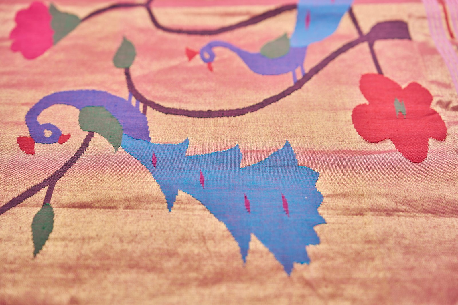 Chartreuse Yellow Handloom Cotton Paithani - Image 3