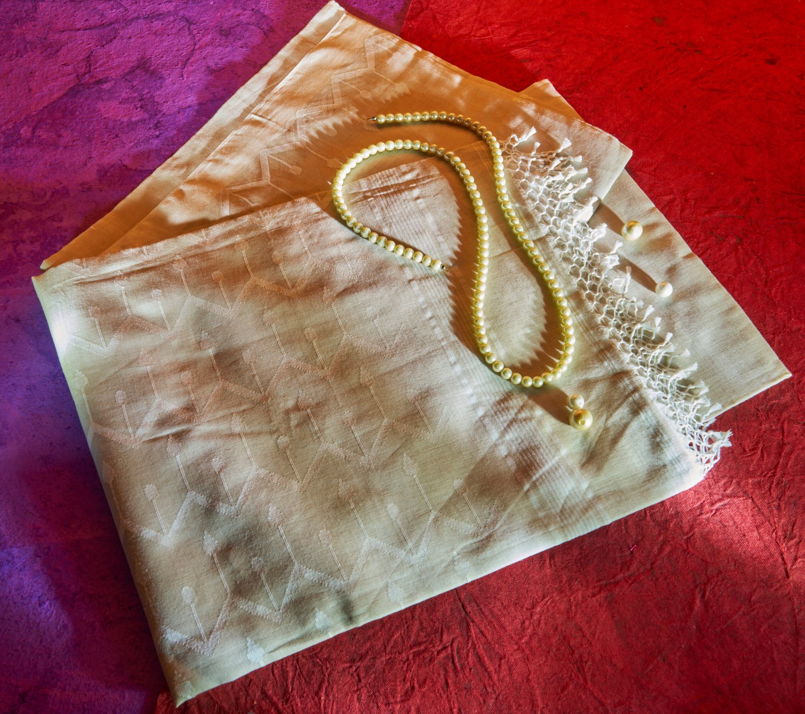 Natural Beige Cotton Handloom Jamdani