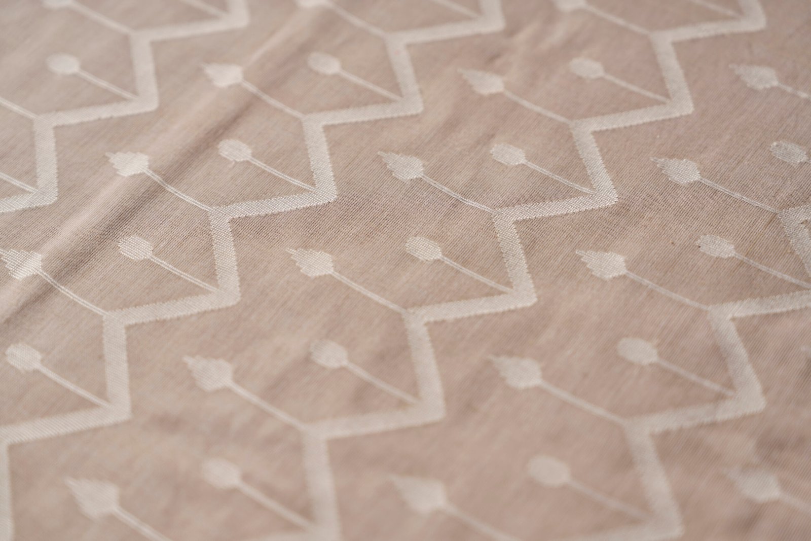 Natural Beige Cotton Handloom Jamdani - Image 4