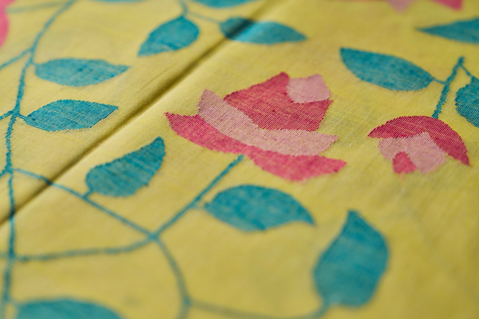 Spring Yellow Cotton Handloom Jamdani - Image 5