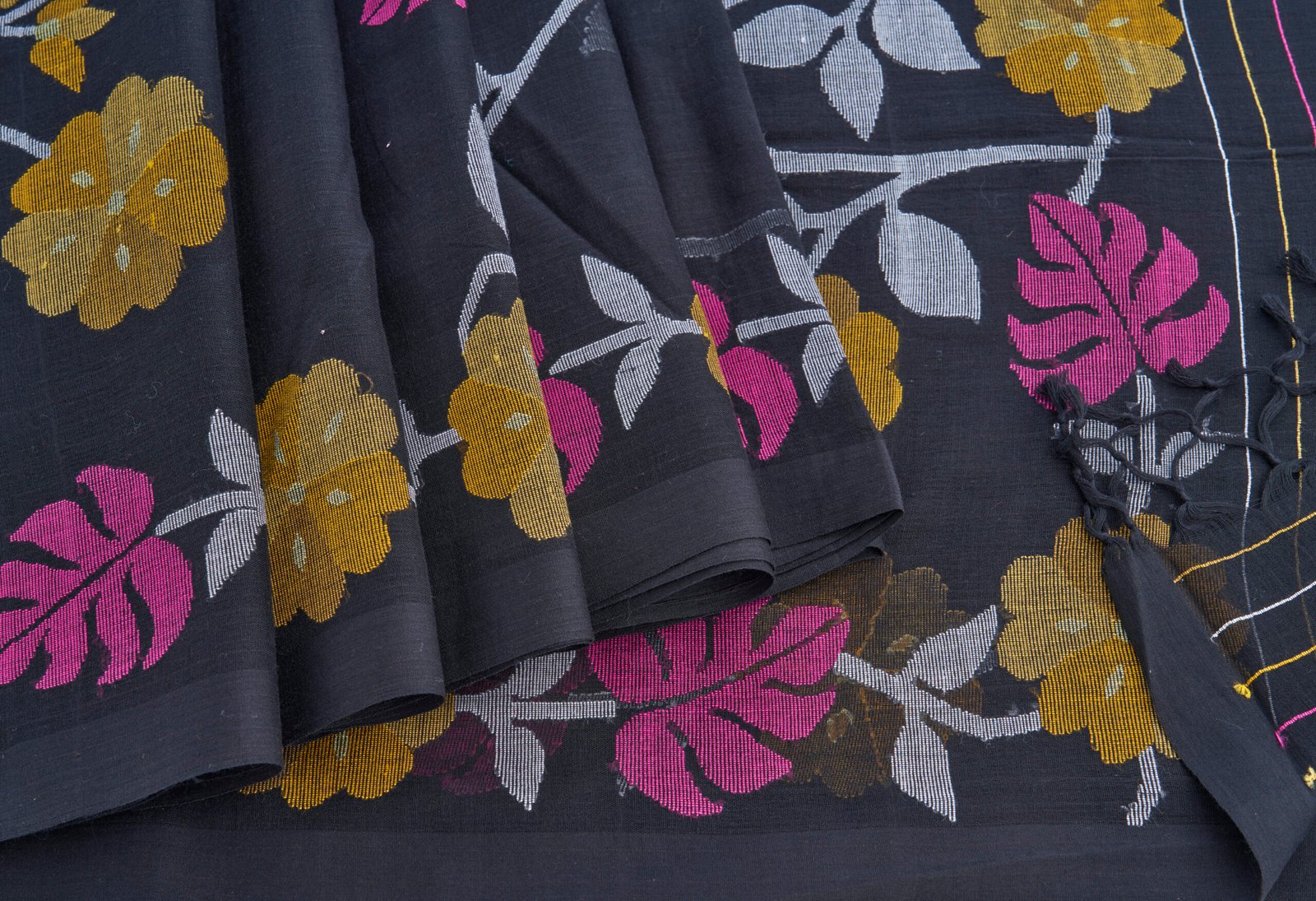 Horse Black Cotton Handloom Jamdani - Image 2