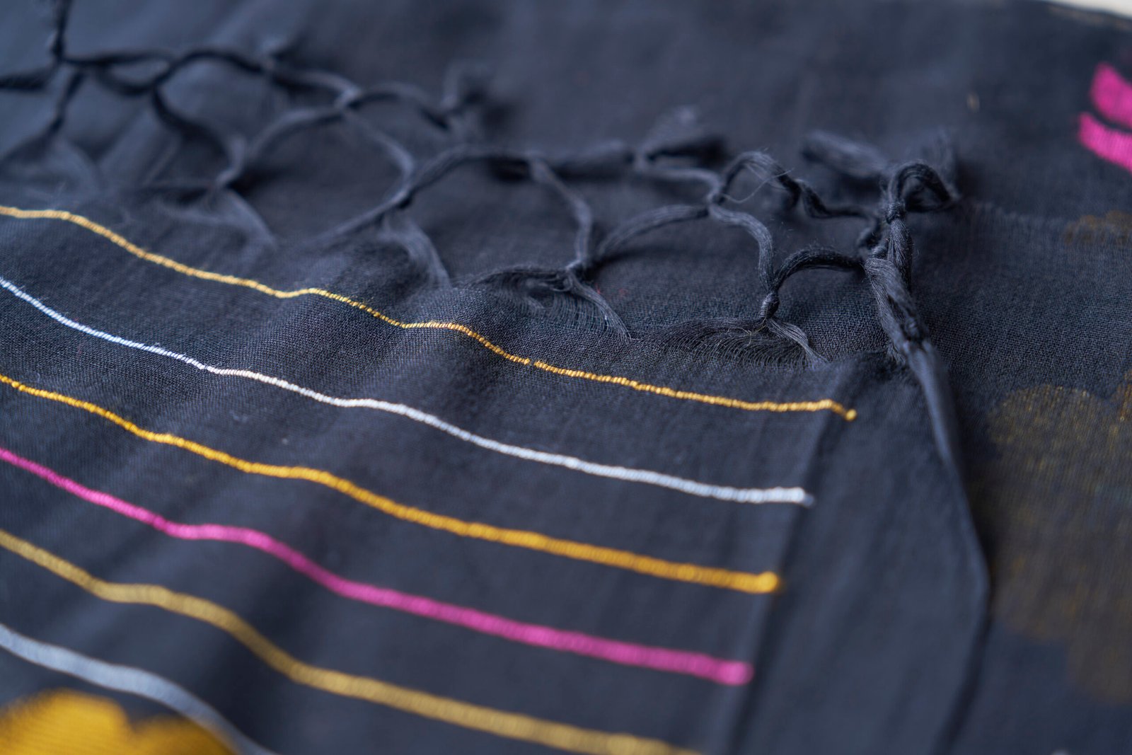 Horse Black Cotton Handloom Jamdani - Image 5