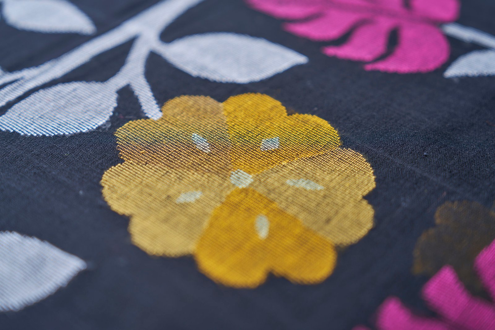 Horse Black Cotton Handloom Jamdani - Image 4