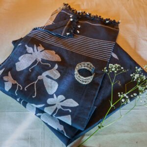 Black Handloom Cotton Jamdani