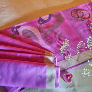 Purple Bird Cotton Handloom Jamdani