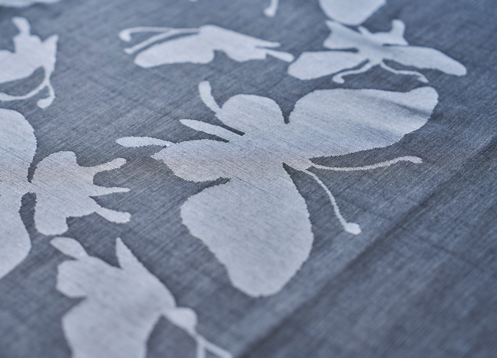 Indigo Grey Handloom Cotton Jamdani - Image 3