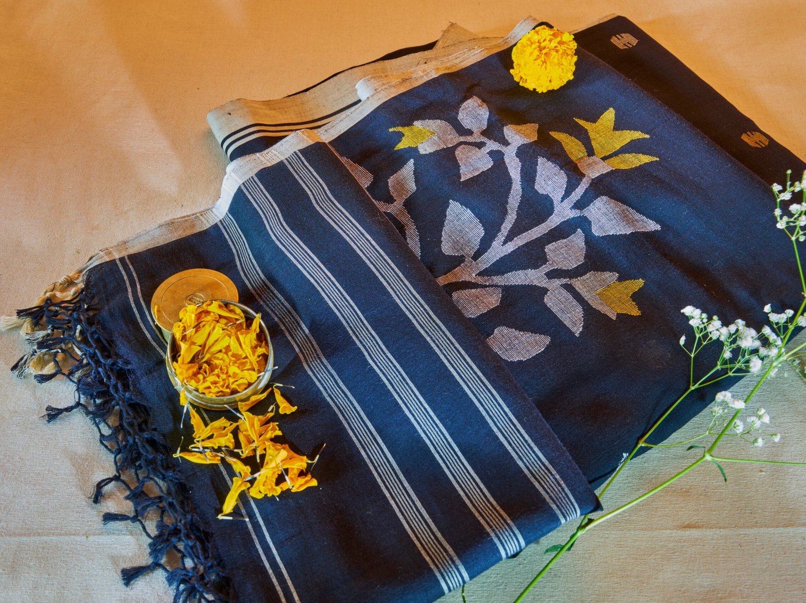 Cotton Handloom Black Jamdani