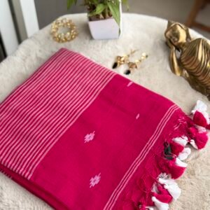 Handloom Mul Cotton Crimson Red