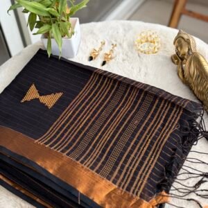 Saree Black With Golden Buta